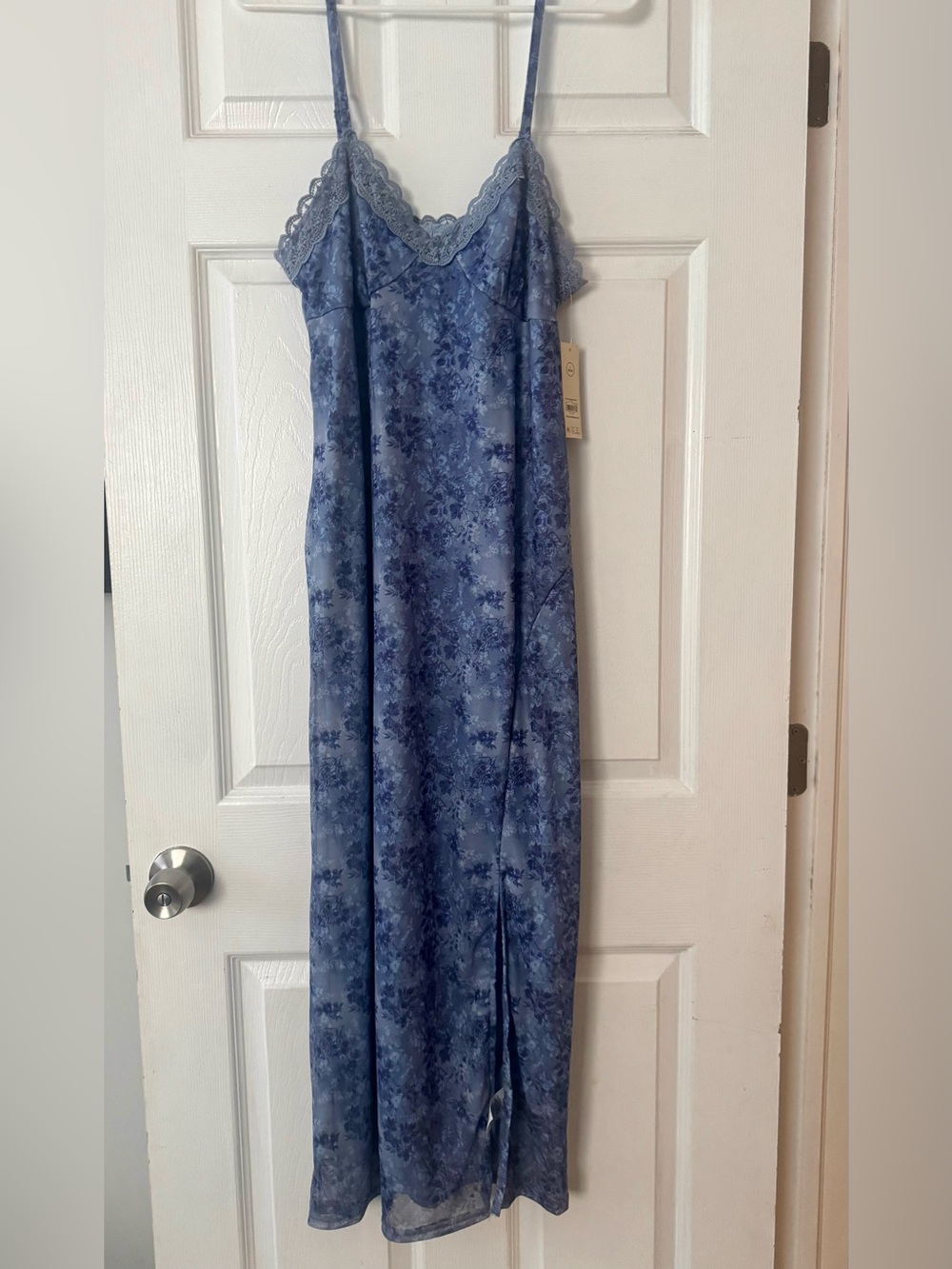 Blue Lace-Trim Slip Dress - NWT